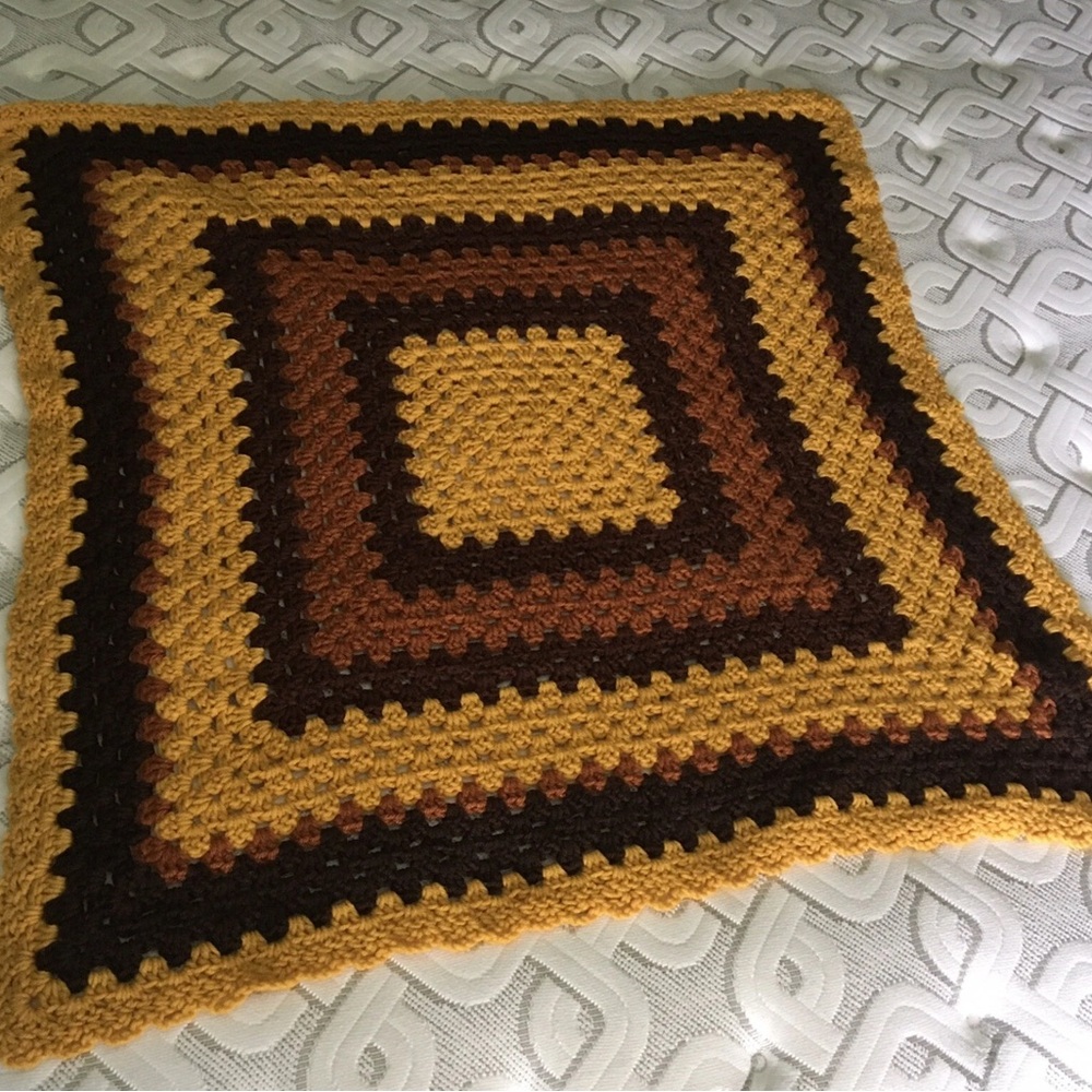 Crochet Afghan Small Baby Blanket Fall Autumn Colors Handmade Lap Blanket
